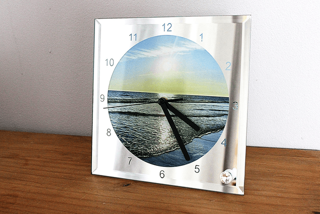 20cm Glass Clock with Daliburgh Beach Print