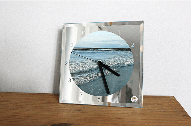 20cm Glass Clock with Benbecula Beach Print