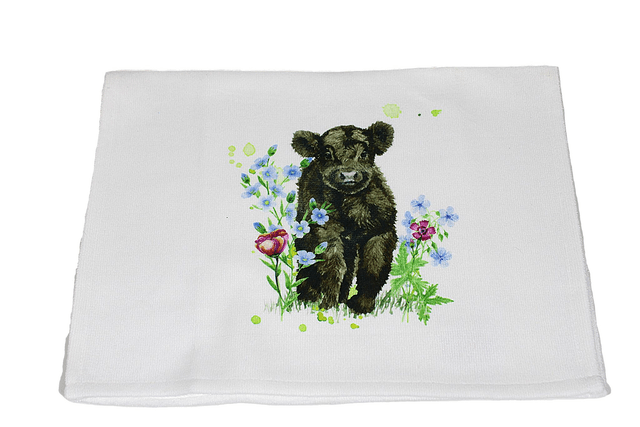 Tea Towel with Cow Design 