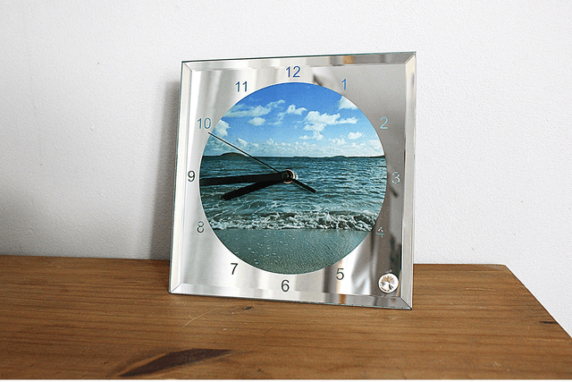 20cm Glass Clock with Eriskay Beach Print 