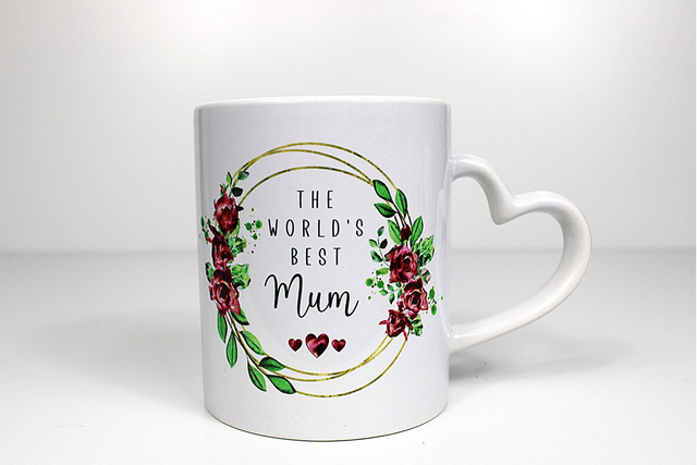 World's Best Mum, 11oz Heart Handle Mug